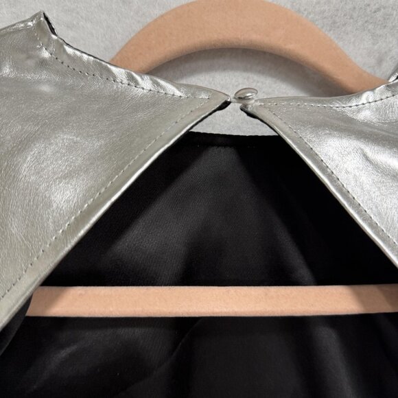 AMYLYNN Dress Womens Small Silver Metallic Long Sleeve Mini Zipper Party Modern - Picture 9 of 11